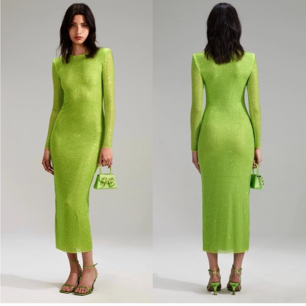Self Portrait Green Rhinestone Dress